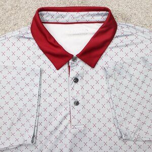 Maelreg Performance AOP Polo Shirt Mens XL Gray/Red Golf Club All Over Print S/S